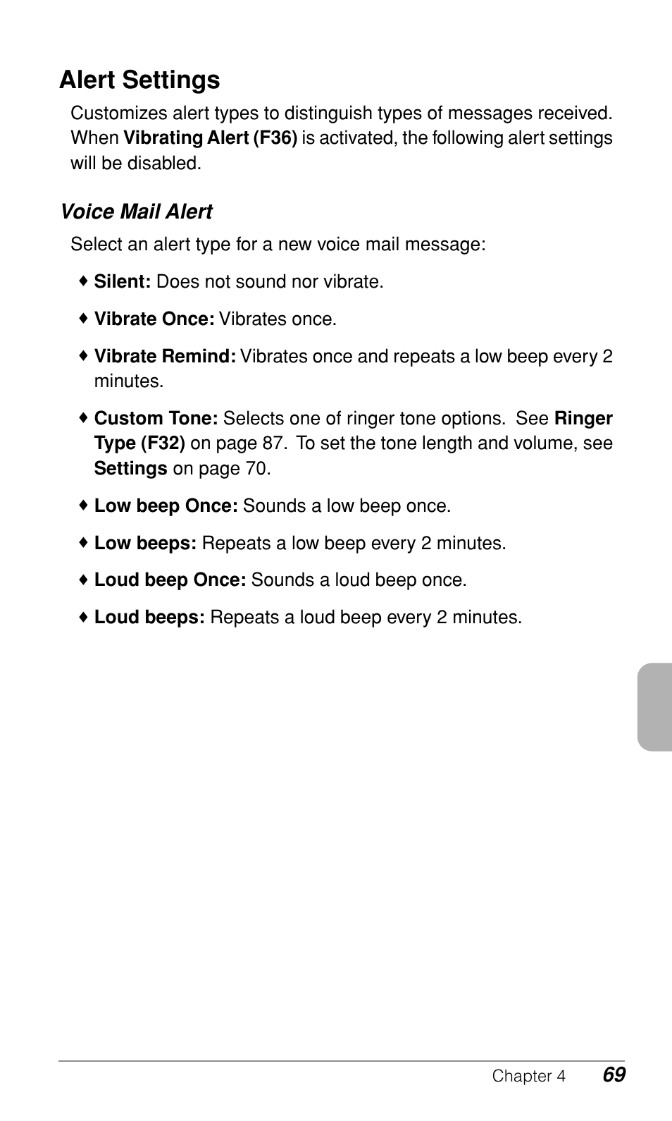 Alert settings | Audiovox CDM9500 User Manual | Page 70 / 145