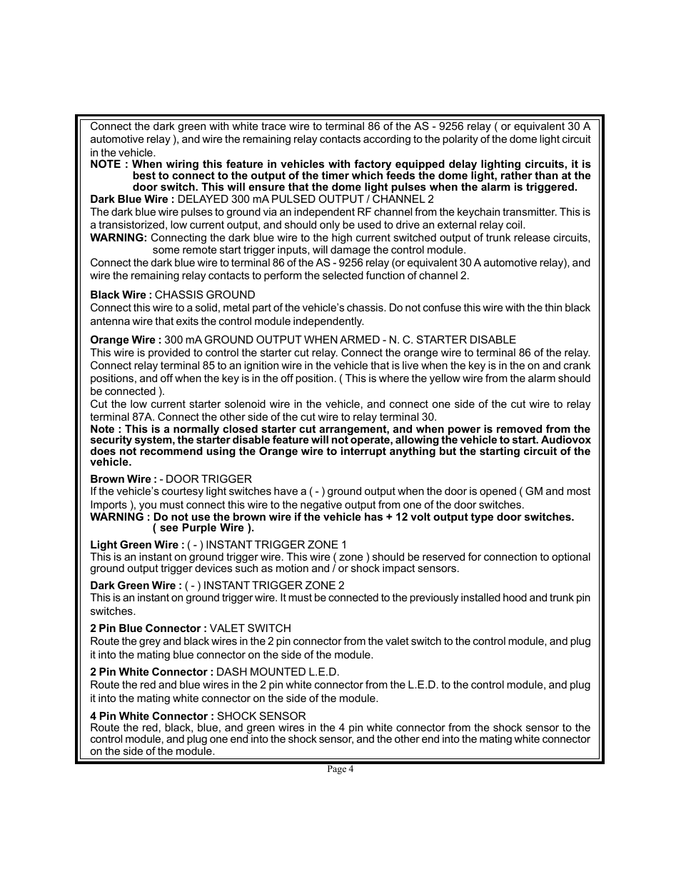 Audiovox Prestige Platinum APS-250-A User Manual | Page 4 / 15