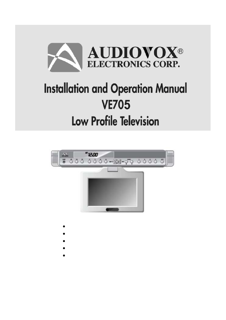 Audiovox VE705 User Manual | 20 pages