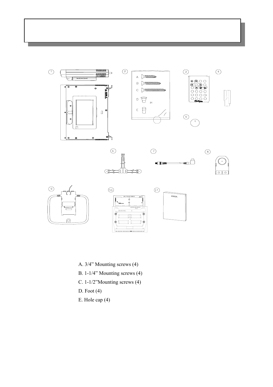Contents of package | Audiovox VE705 User Manual | Page 8 / 20