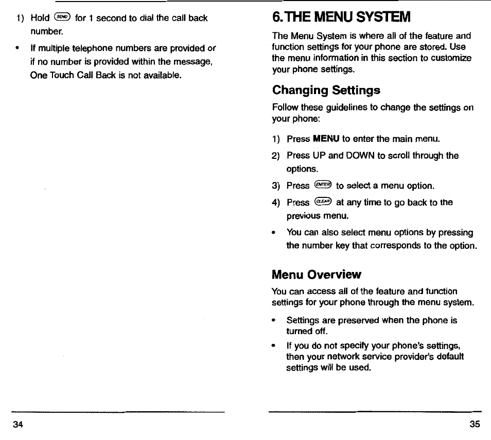 The menu system, Changing settings, Menu overview | Audiovox TDM-2500 User Manual | Page 19 / 40