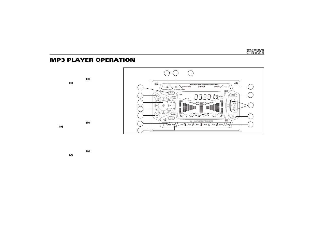 Mp3 player operation | Audiovox Jensen Phase Linear UMP9020 User Manual | Page 13 / 59