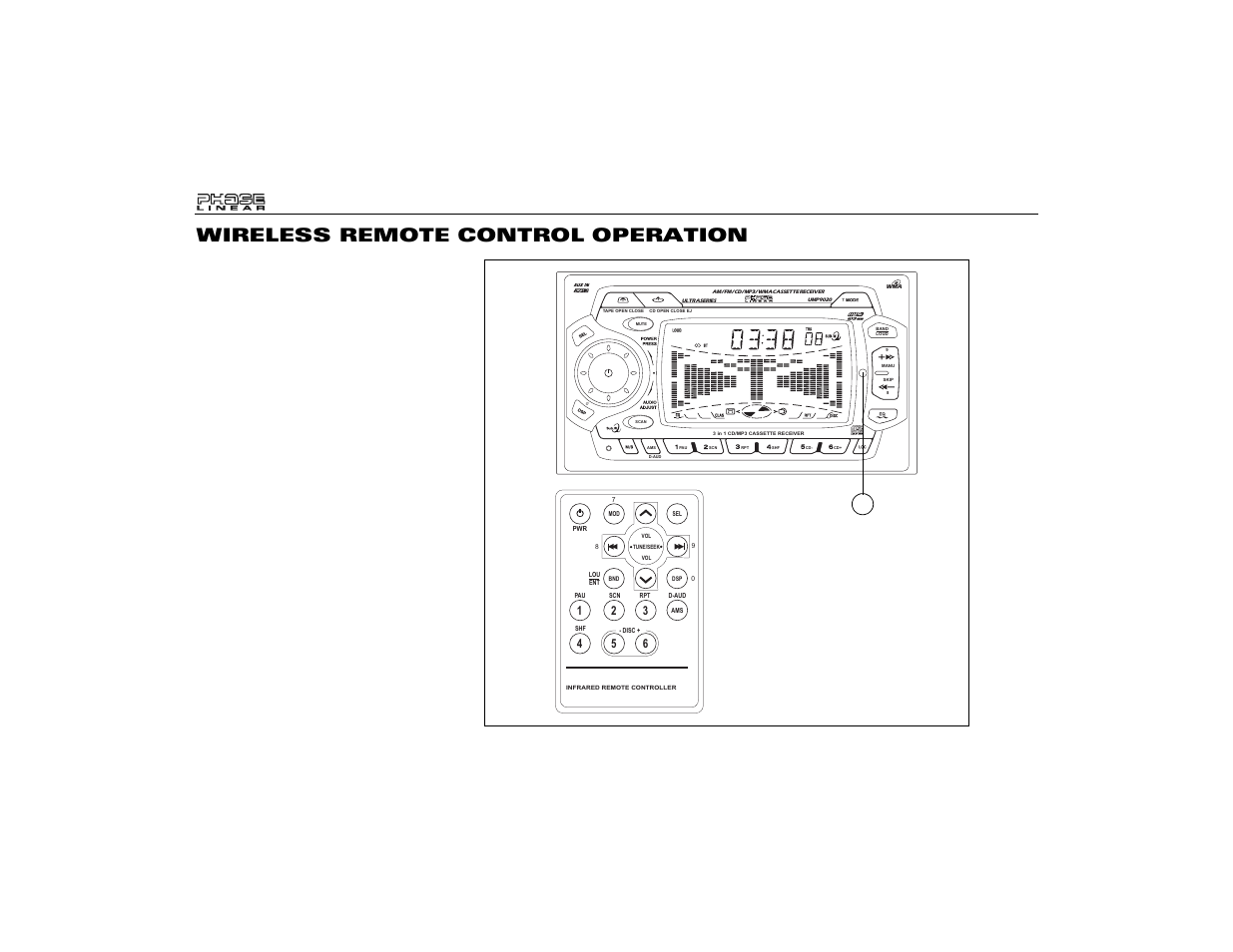 Wireless remote control operation, Mod = mode bnd = band/loud disc -/+ = cd | Audiovox Jensen Phase Linear UMP9020 User Manual | Page 16 / 59