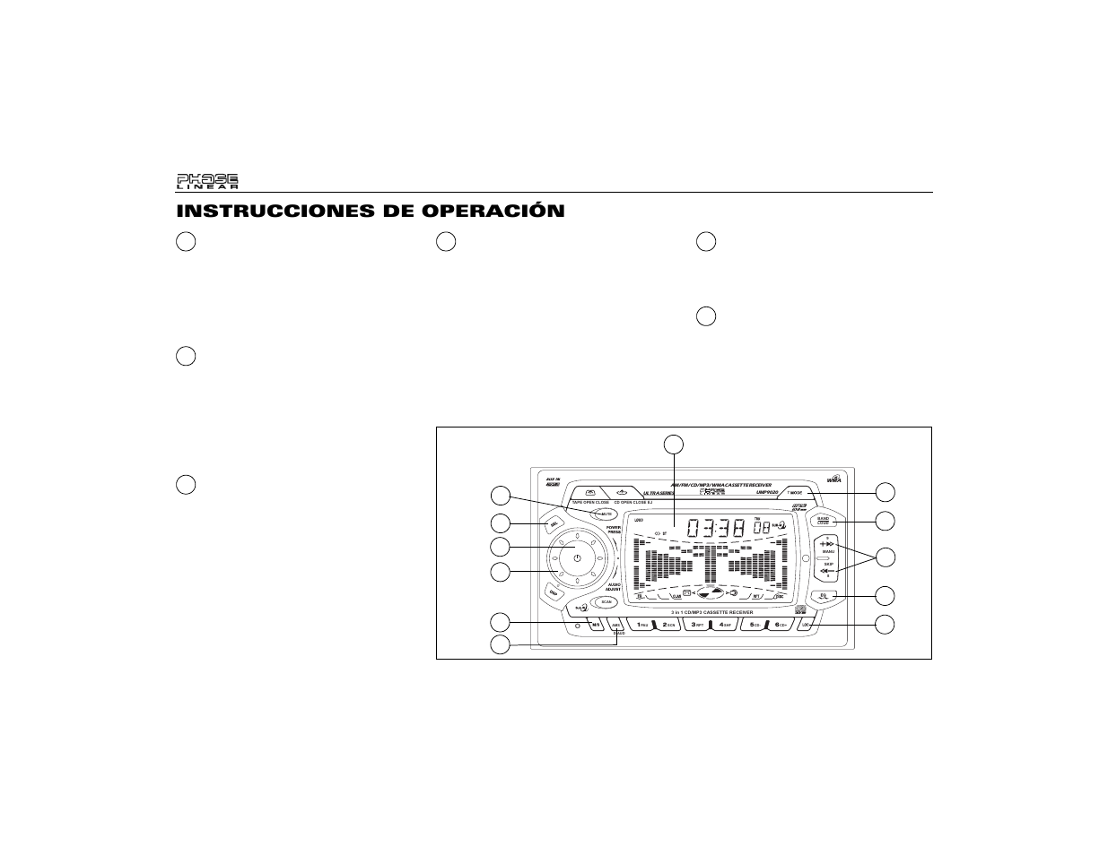 Instrucciones de operación | Audiovox Jensen Phase Linear UMP9020 User Manual | Page 26 / 59