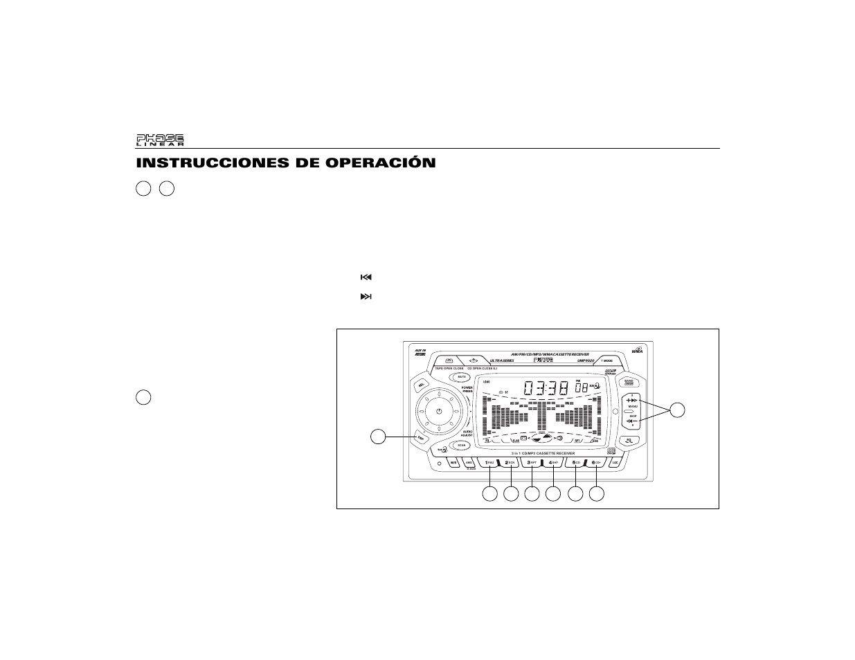 Instrucciones de operación | Audiovox Jensen Phase Linear UMP9020 User Manual | Page 28 / 59