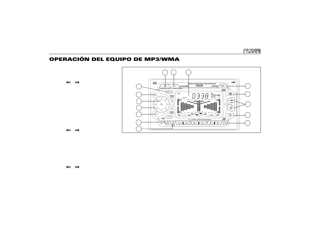 Operación del equipo de mp3/wma | Audiovox Jensen Phase Linear UMP9020 User Manual | Page 33 / 59