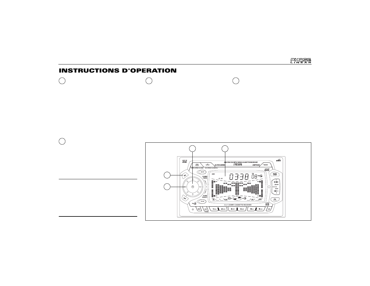 Instructions d'operation | Audiovox Jensen Phase Linear UMP9020 User Manual | Page 45 / 59