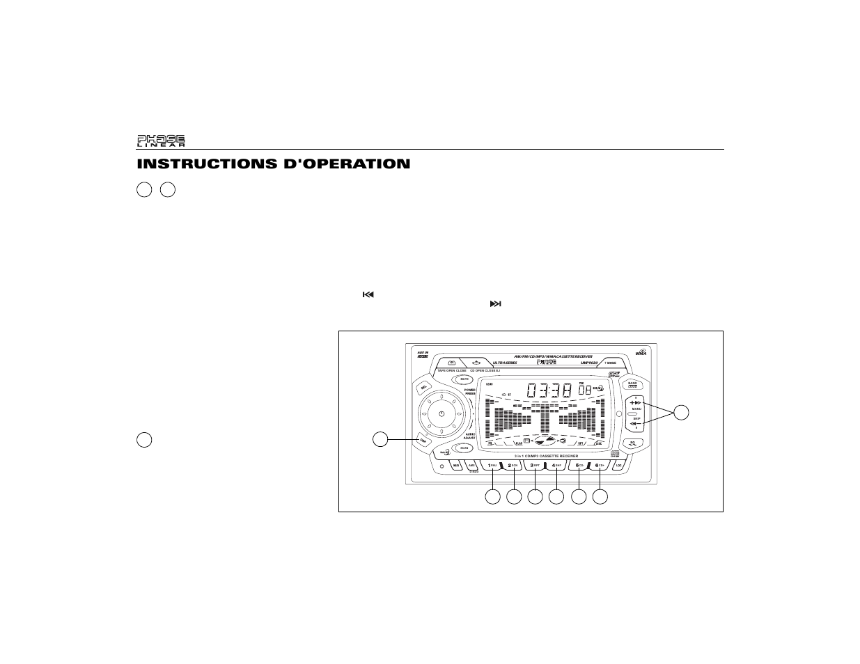 Instructions d'operation | Audiovox Jensen Phase Linear UMP9020 User Manual | Page 48 / 59