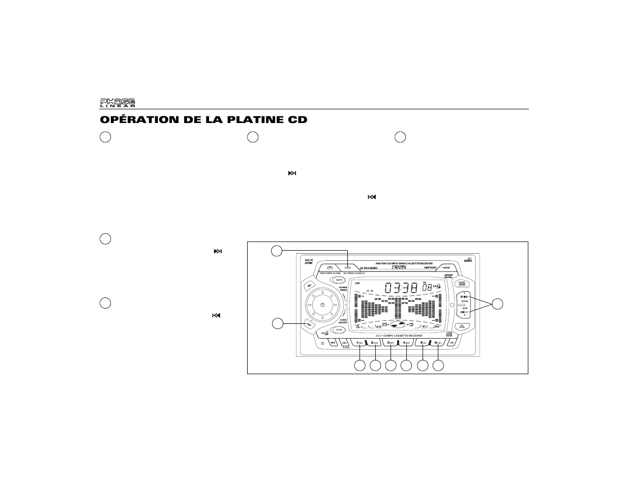 Opération de la platine cd | Audiovox Jensen Phase Linear UMP9020 User Manual | Page 50 / 59