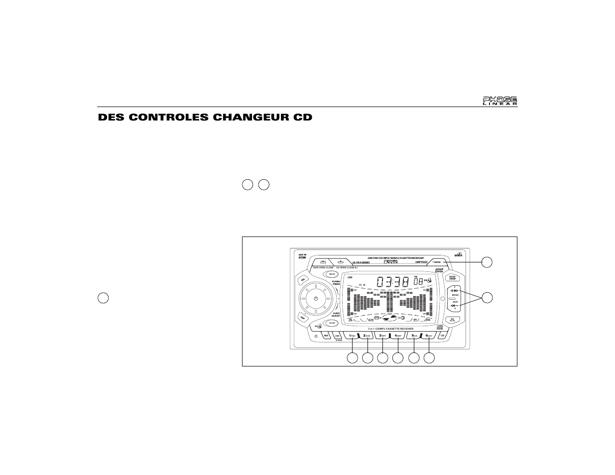 Des controles changeur cd, Sélection de mode changeur cd (mode), Sélection du disque (cd- /cd+) | Audiovox Jensen Phase Linear UMP9020 User Manual | Page 55 / 59