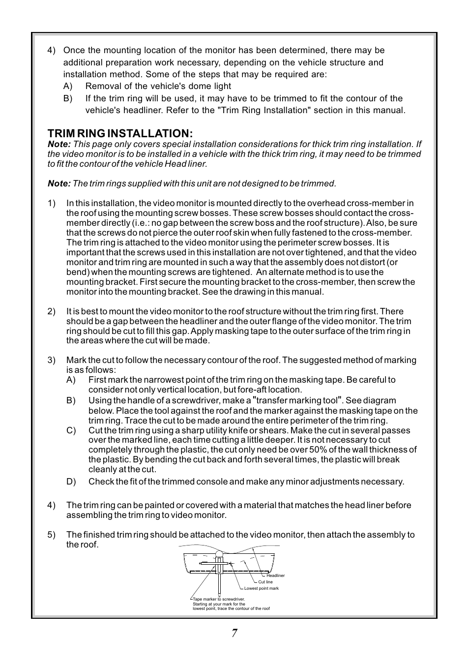Trim ring installation | Audiovox Mobile Video VOD100 User Manual | Page 7 / 12