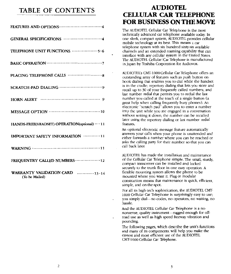 Audiovox CMT-1000 User Manual | Page 2 / 6