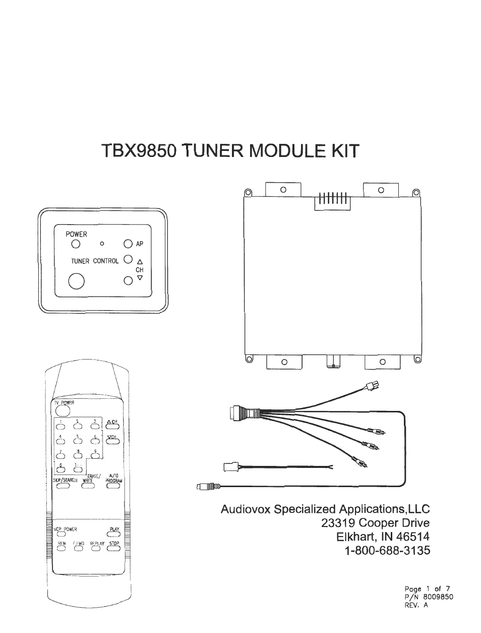 Audiovox TBX9850 User Manual | 7 pages