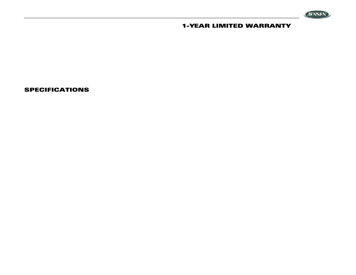 Vhdind, Specifications, Year limited warranty | Audiovox VOD85 User Manual | Page 11 / 32