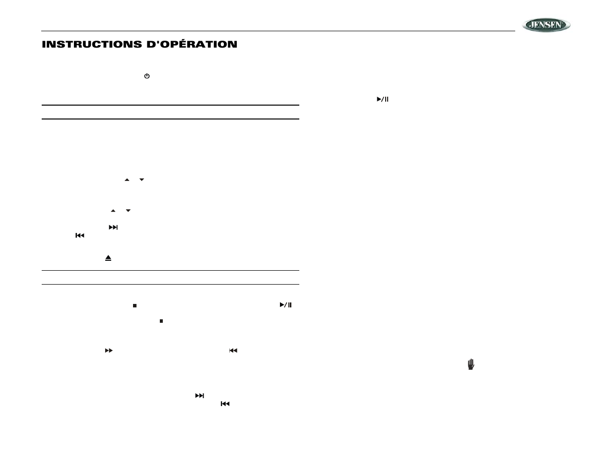 Vhdind, Instructions d'opération | Audiovox VOD85 User Manual | Page 27 / 32