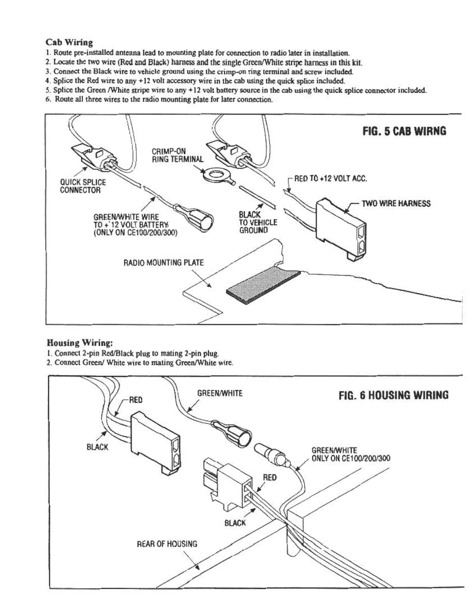 Cab wiring, Housing wiring | Audiovox CE-300 User Manual | Page 8 / 8