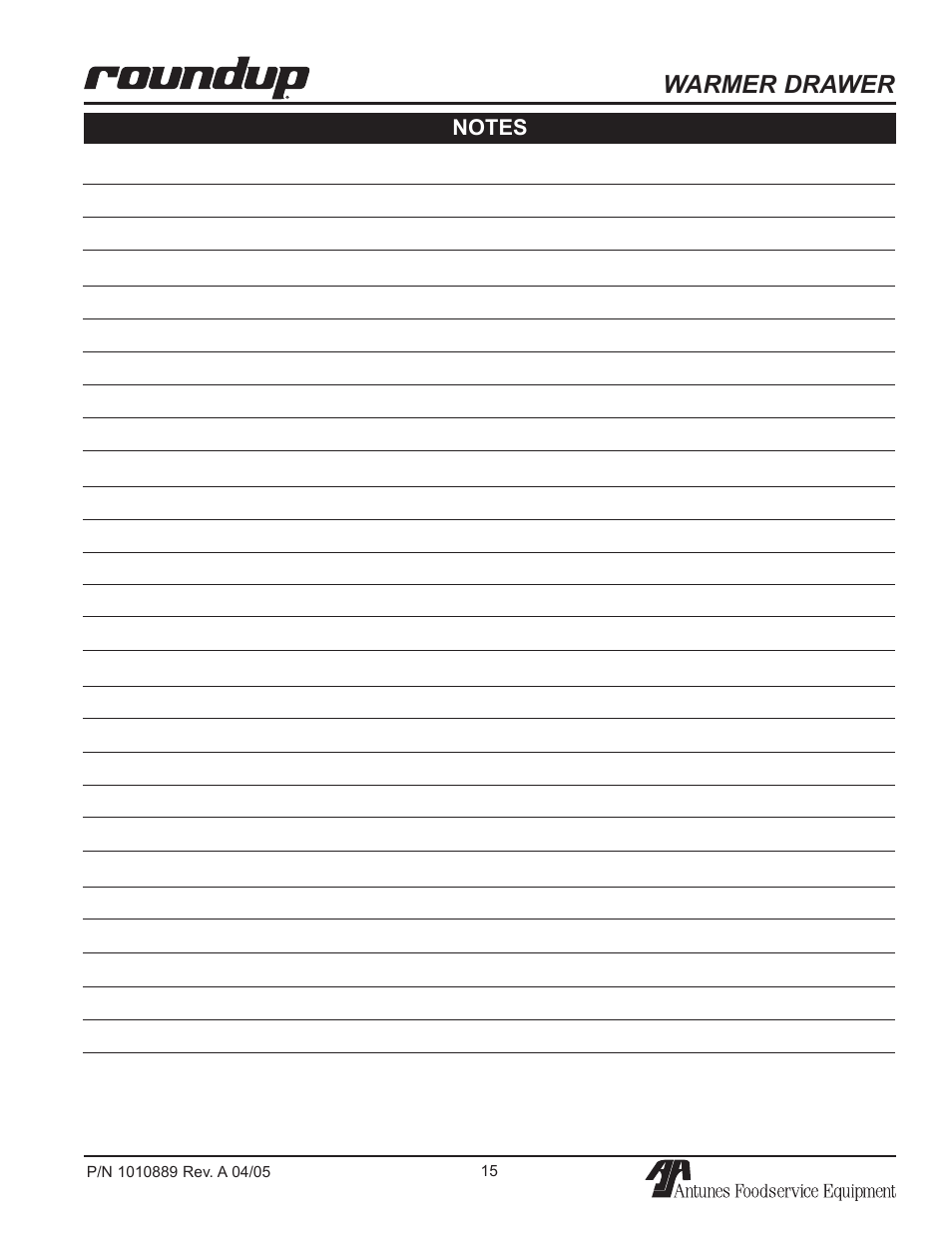Warmer drawer | A.J. Antunes & Co WD-35A 9400156 User Manual | Page 15 / 16