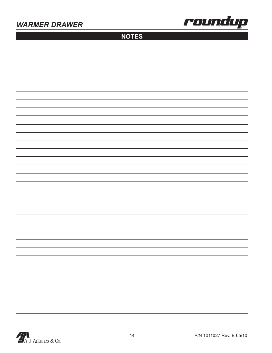 Warmer drawer | A.J. Antunes & Co WD-50 9400167 User Manual | Page 14 / 16