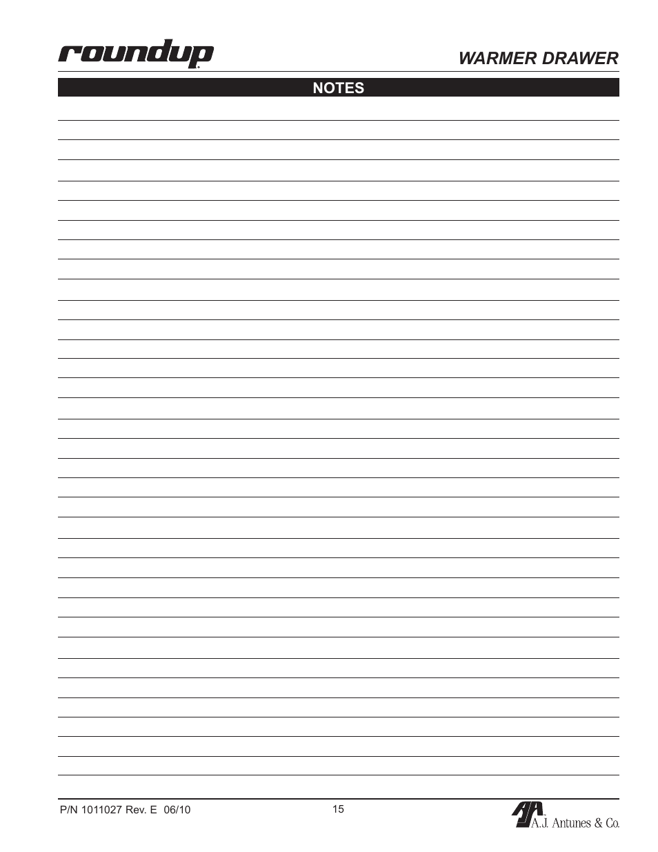 Warmer drawer | A.J. Antunes & Co WD-50 9400167 User Manual | Page 15 / 16