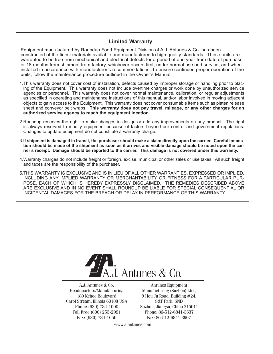 A.J. Antunes & Co WD-50 9400167 User Manual | Page 16 / 16