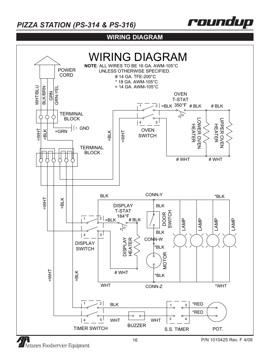 Wiring diagram | A.J. Antunes & Co PS-316 9500250 User Manual | Page 16 / 20