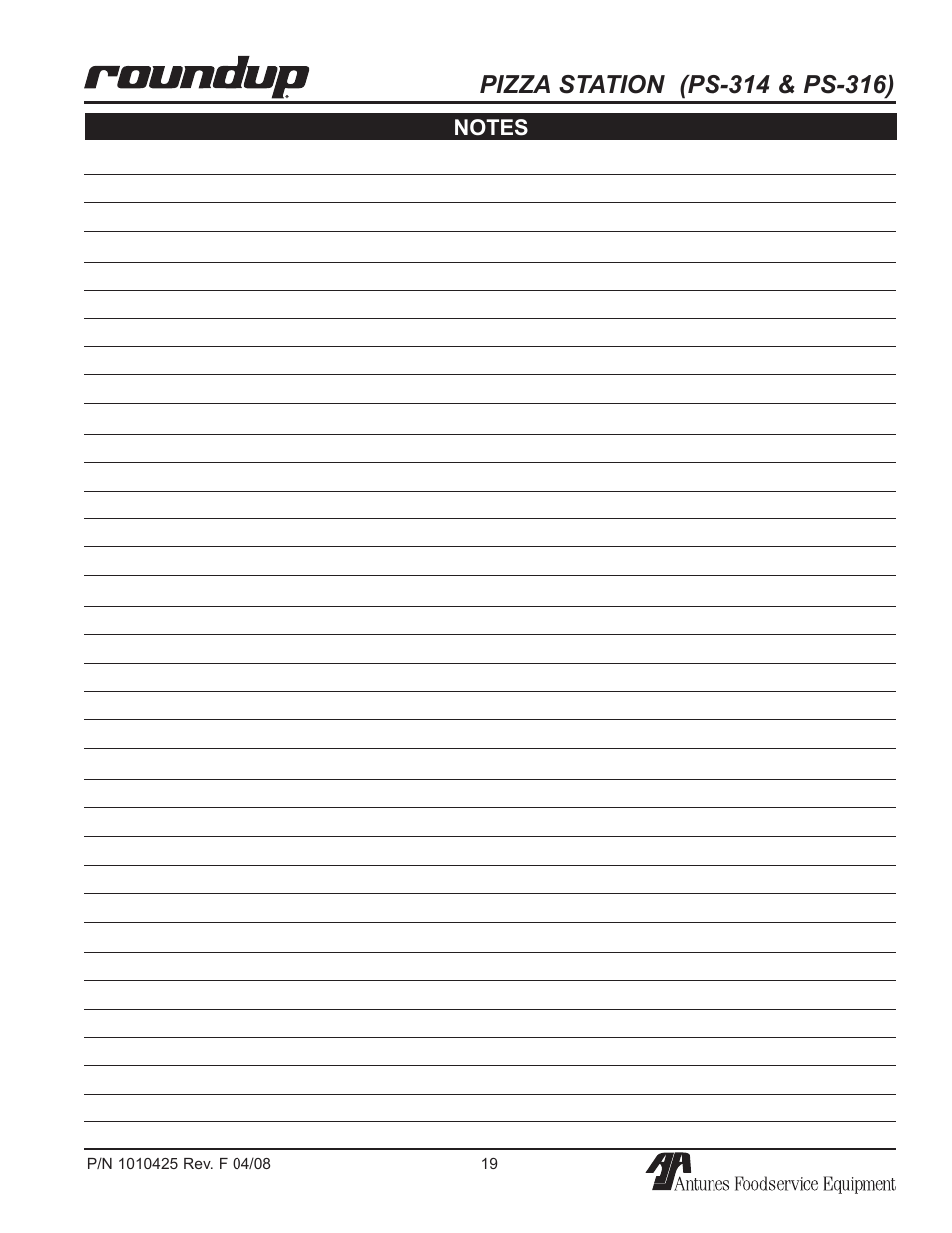 A.J. Antunes & Co PS-316 9500250 User Manual | Page 19 / 20