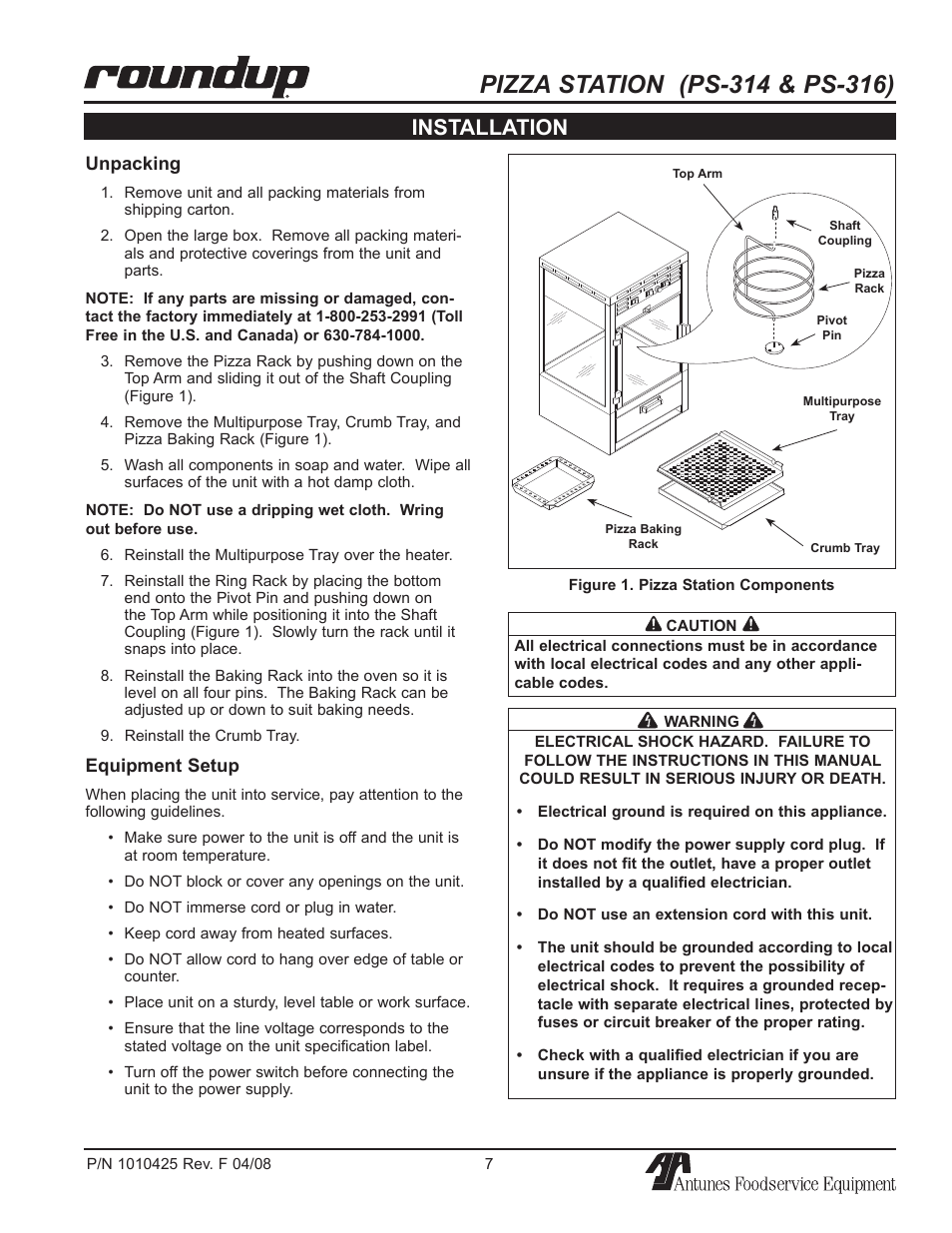 Installation | A.J. Antunes & Co PS-316 9500250 User Manual | Page 7 / 20