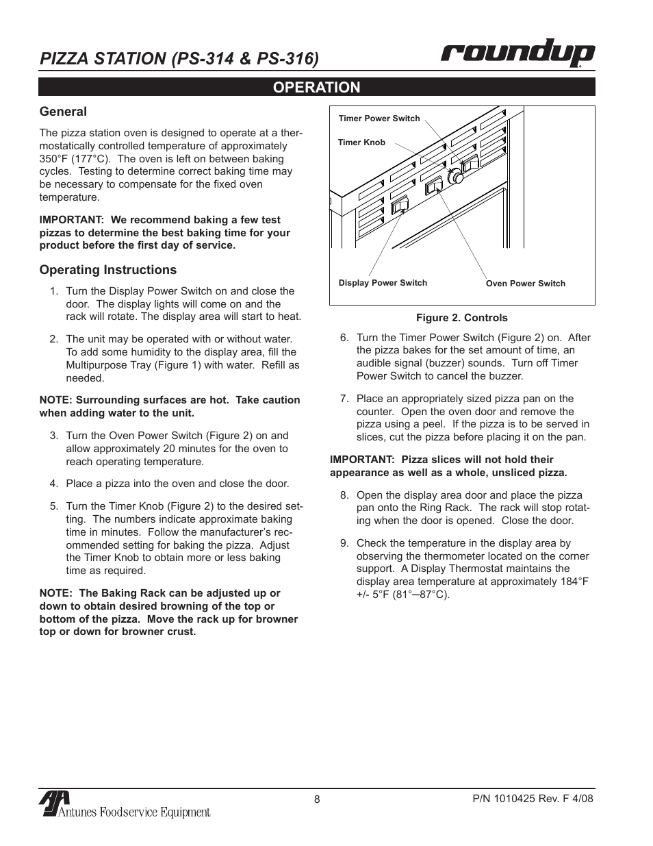 Operation | A.J. Antunes & Co PS-316 9500250 User Manual | Page 8 / 20