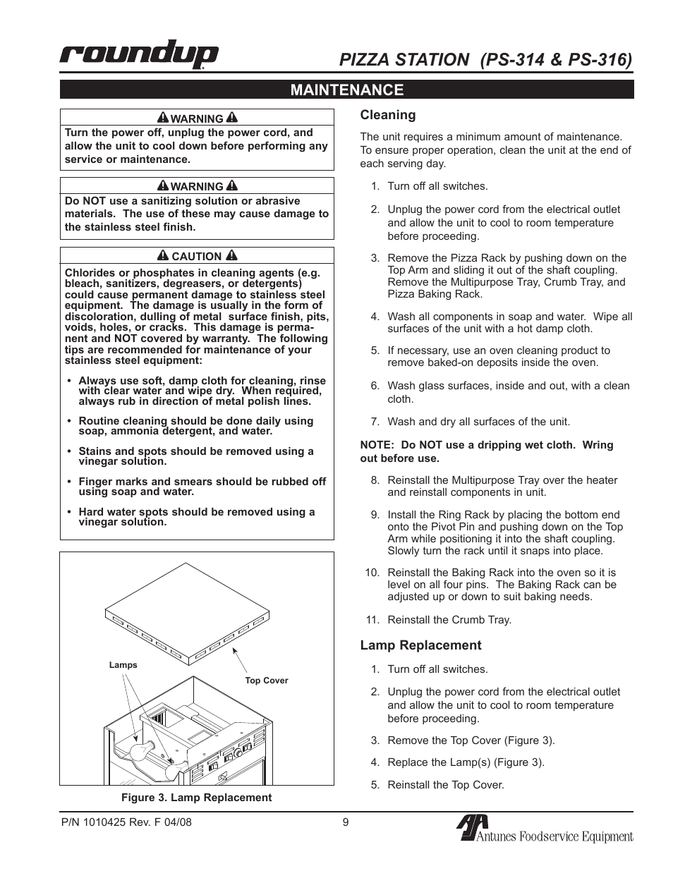Maintenance | A.J. Antunes & Co PS-316 9500250 User Manual | Page 9 / 20