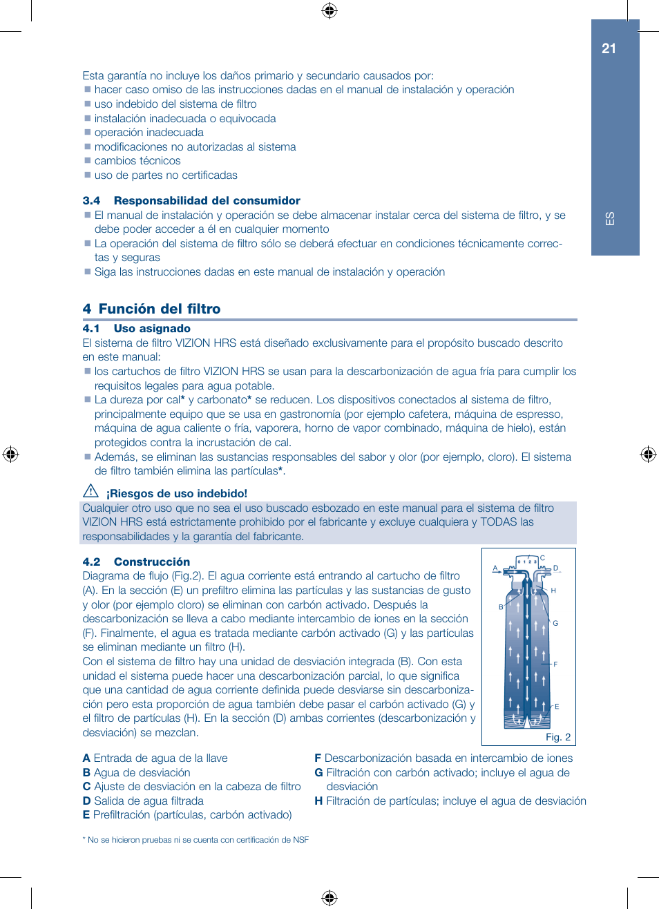 4 función del filtro | A.J. Antunes & Co HRS-200 9700562 User Manual | Page 21 / 66