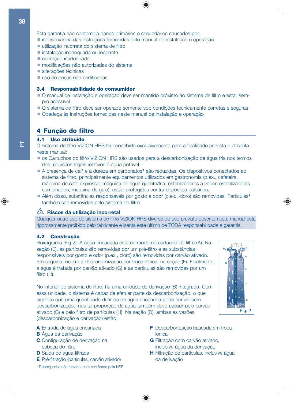 4 função do filtro | A.J. Antunes & Co HRS-200 9700562 User Manual | Page 38 / 66