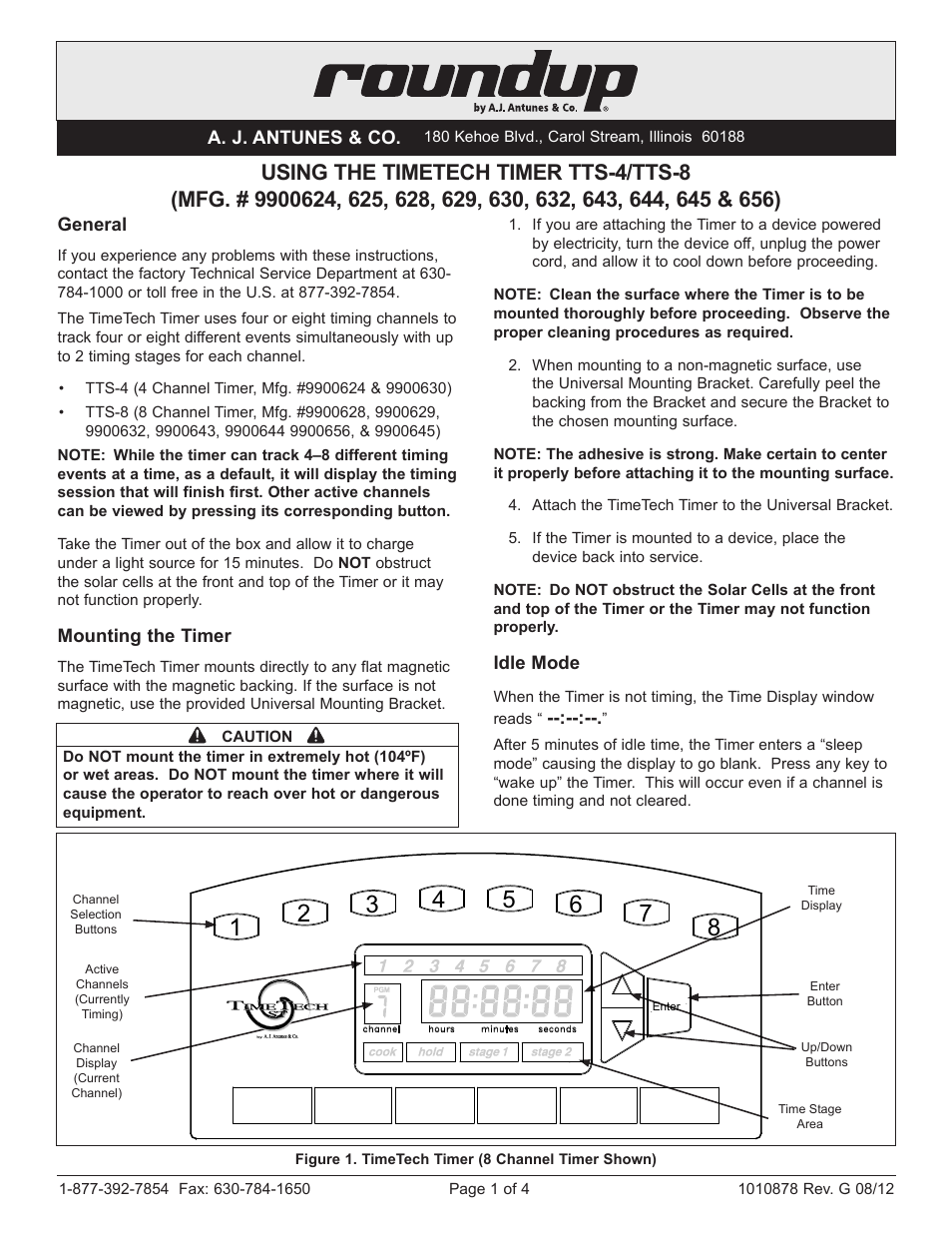 A.J. Antunes & Co TTS-8 9900629 User Manual | 4 pages