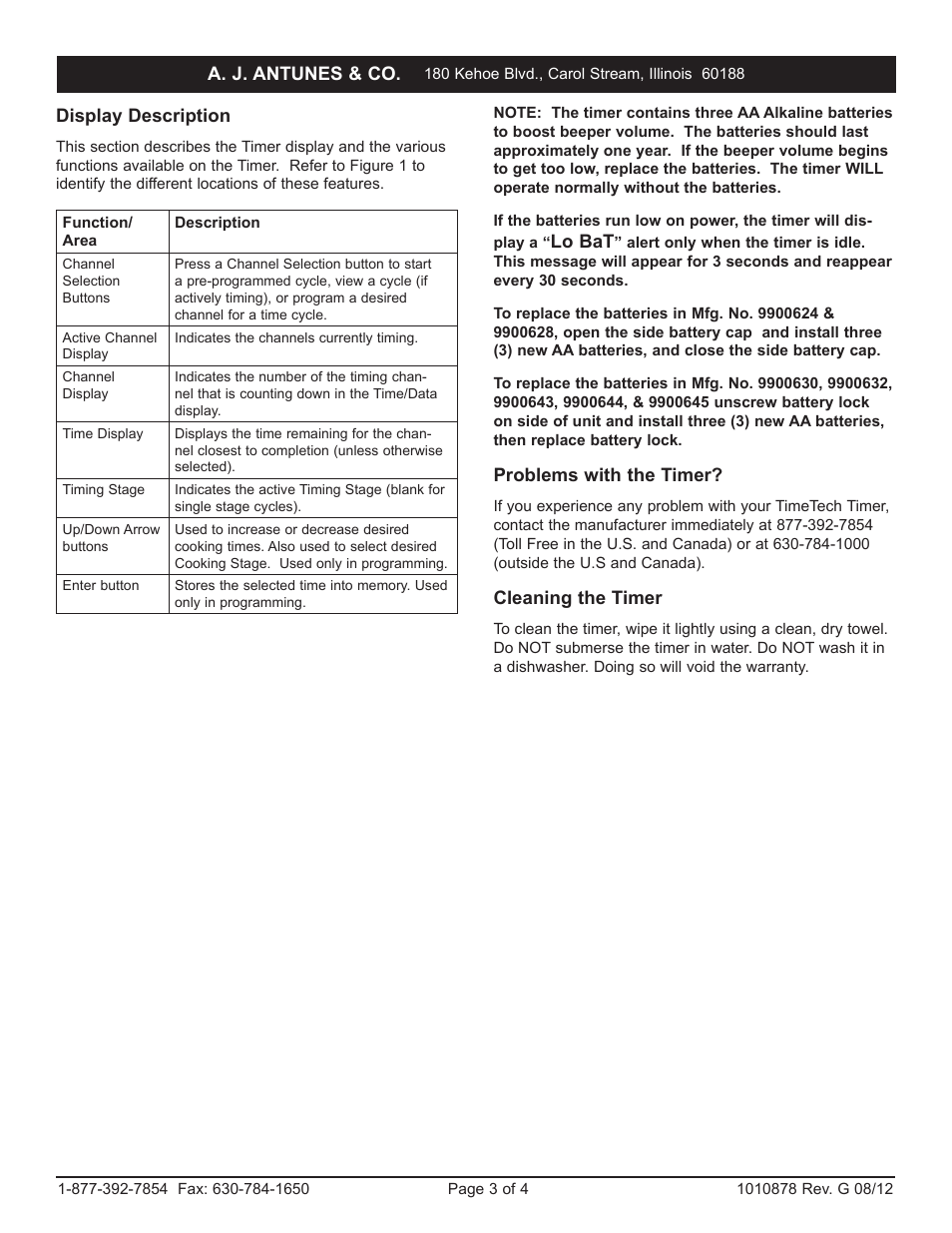 A.J. Antunes & Co TTS-8 9900629 User Manual | Page 3 / 4