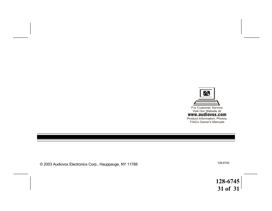 Audiovox PROV916 S User Manual | Page 31 / 31