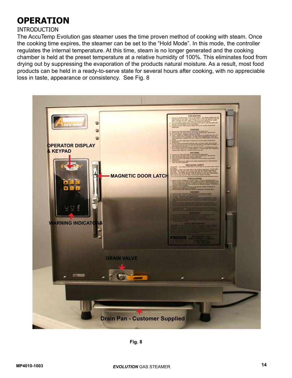 Operation | AccuTemp EVOLUTION GAS STEAMER User Manual | Page 20 / 31