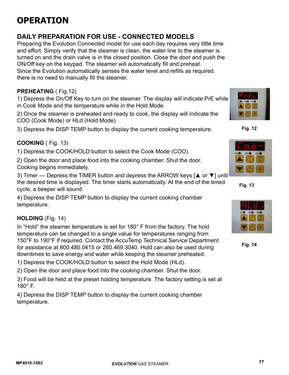 Operation | AccuTemp EVOLUTION GAS STEAMER User Manual | Page 23 / 31