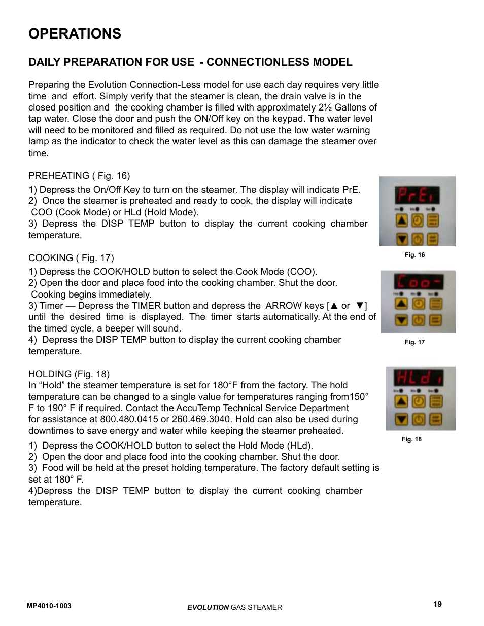 Operations | AccuTemp EVOLUTION GAS STEAMER User Manual | Page 25 / 31