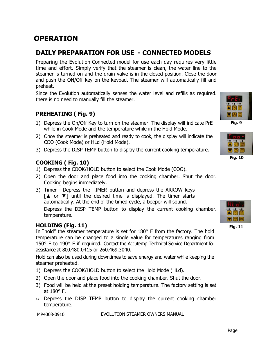 Operation, Daily preparation for use - connected models | AccuTemp EVOLUTION ELECTRIC STEAMER User Manual | Page 13 / 21