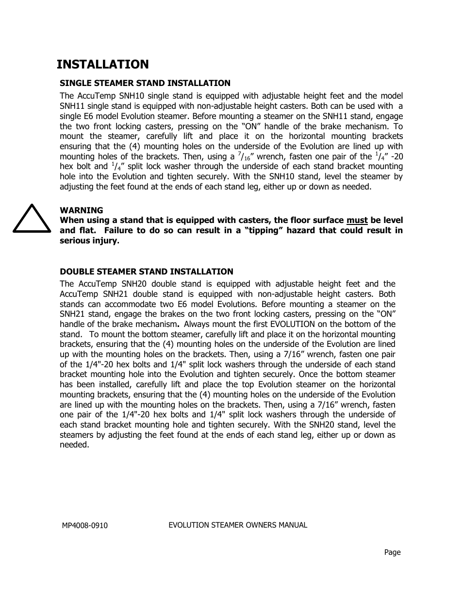 Installation | AccuTemp EVOLUTION ELECTRIC STEAMER User Manual | Page 6 / 21