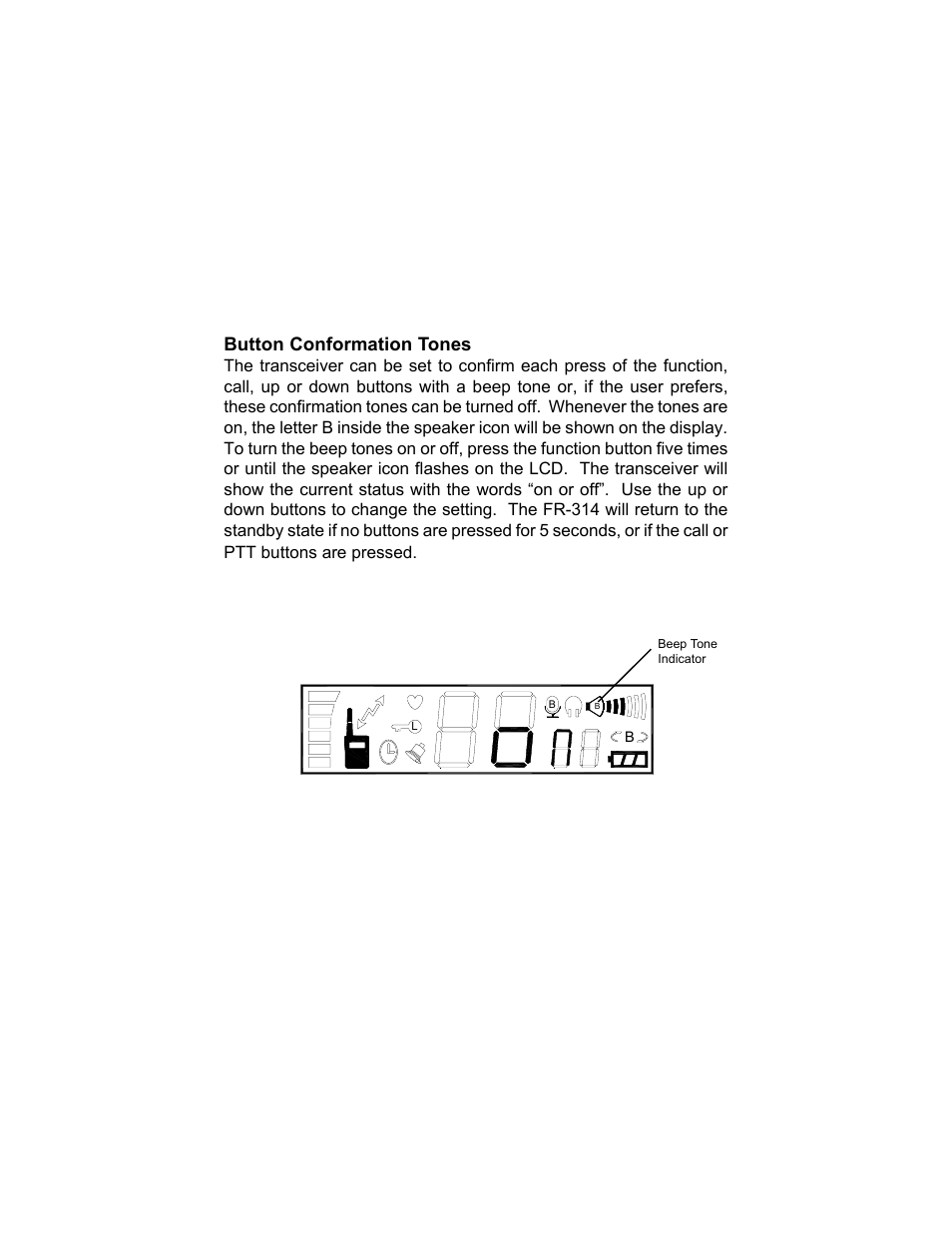 Button conformation tones | Audiovox FR-314 User Manual | Page 25 / 30