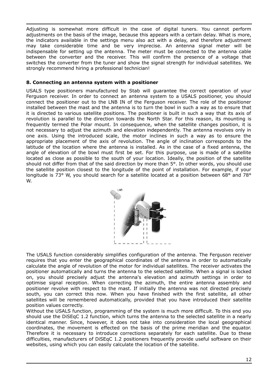 Connecting an antenna system with a positioner | Ferguson Ariva Link TT User Manual | Page 12 / 39