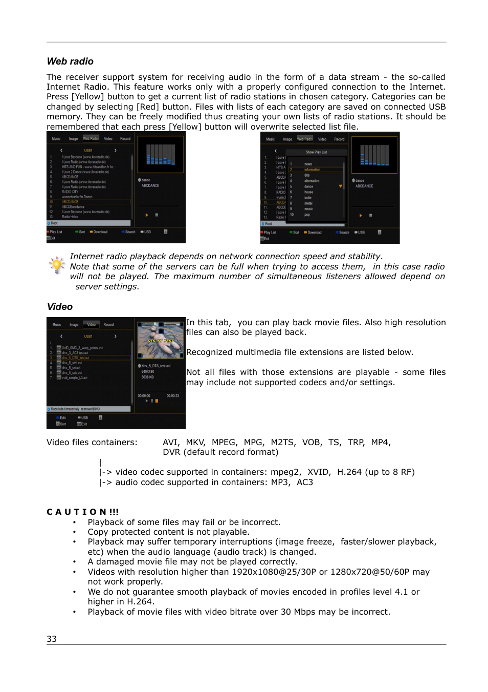 Web radio, Video | Ferguson Ariva 252Combo User Manual | Page 33 / 54