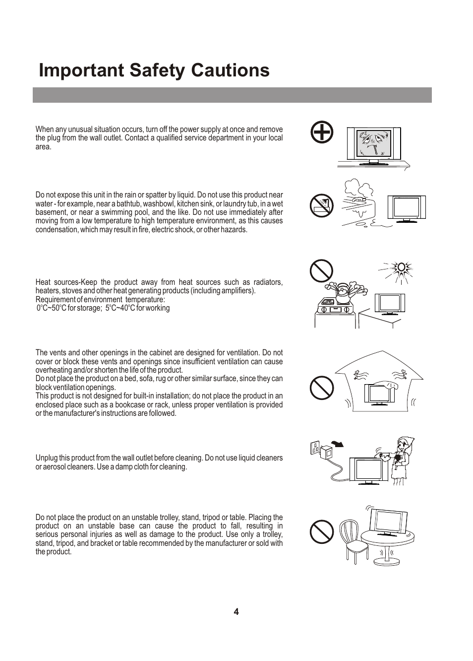 Important safety cautions | Audiovox FPE1705 User Manual | Page 4 / 37