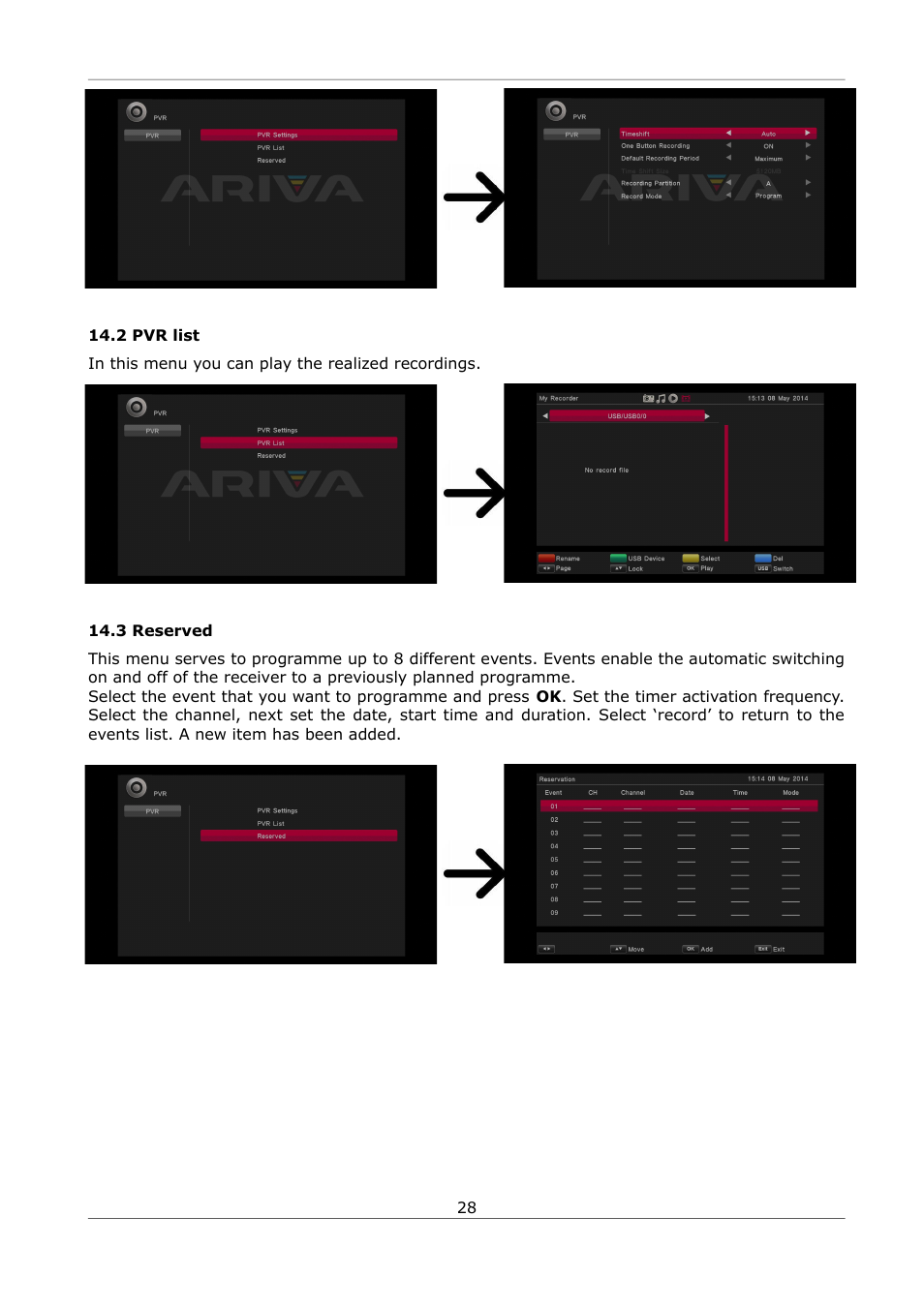 2 pvr list, 3 reserved | Ferguson Ariva S300 User Manual | Page 28 / 36