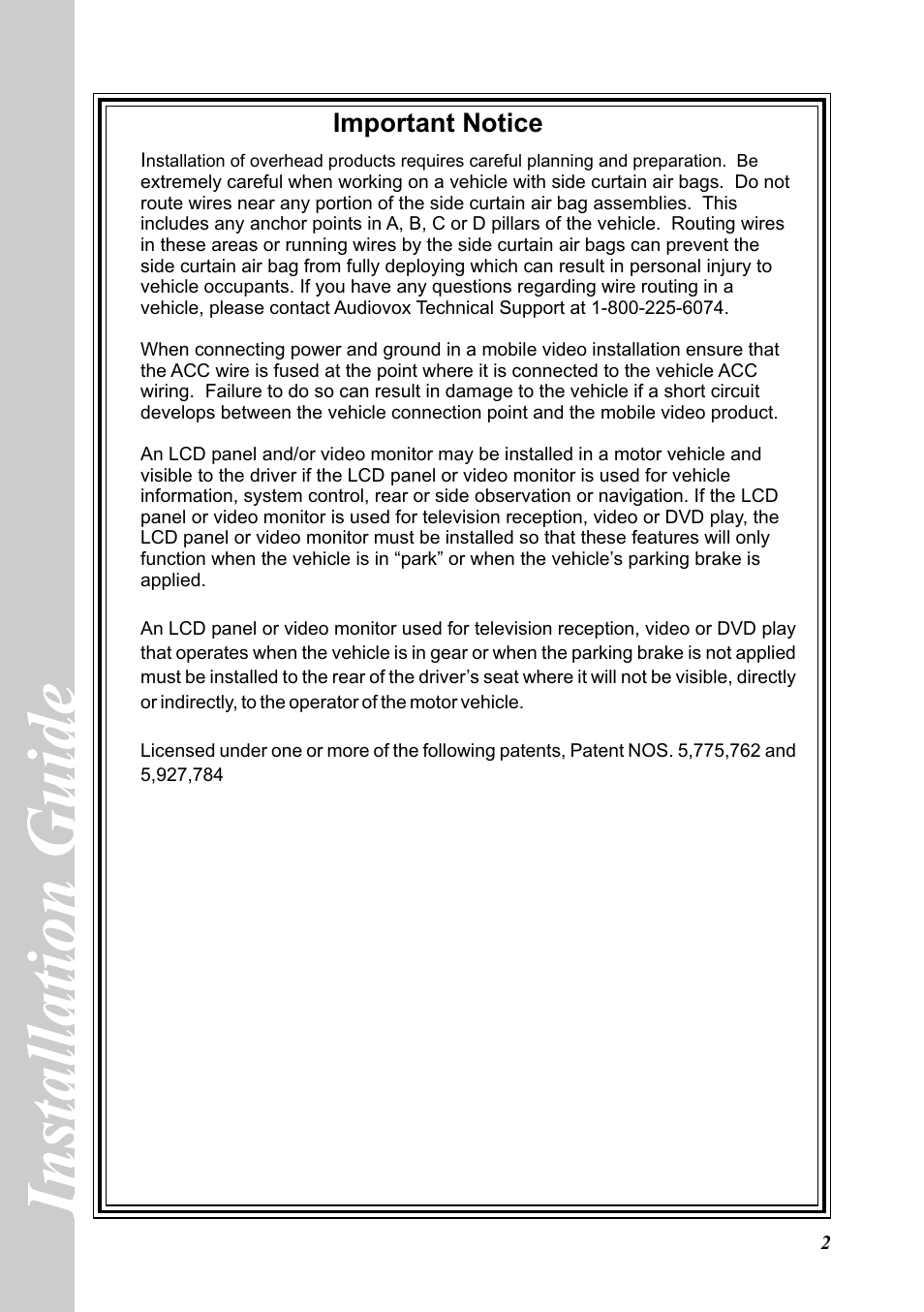 Important notice | Audiovox MOVIES 2 GO MMD850 User Manual | Page 2 / 8