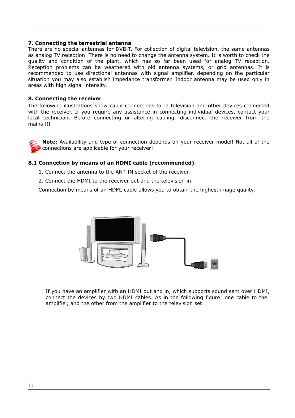 Connecting the terrestrial antenna, Connecting the receiver | Ferguson Ariva T650i User Manual | Page 11 / 39