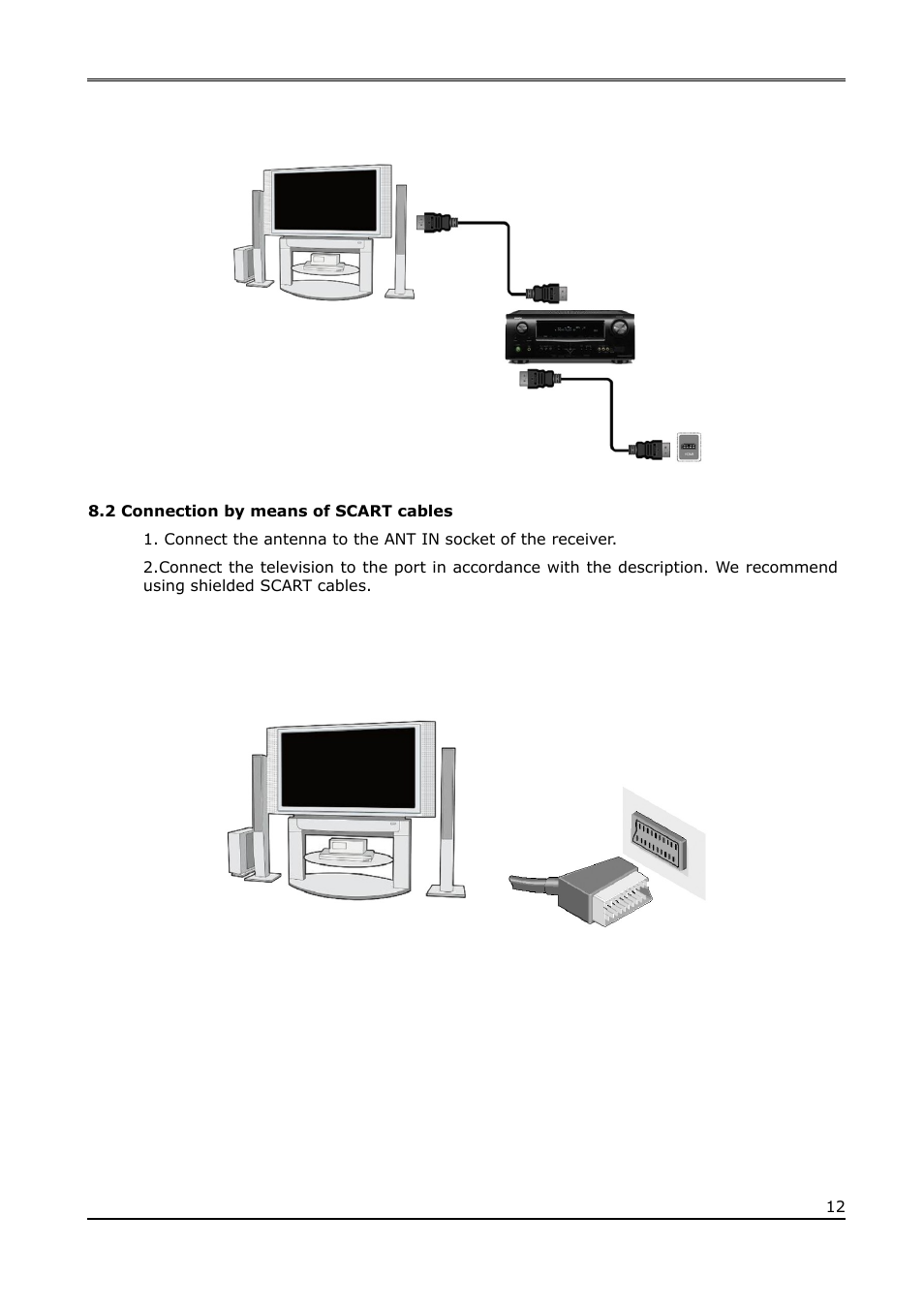 2 connection by means of scart cables | Ferguson Ariva T650i User Manual | Page 12 / 39