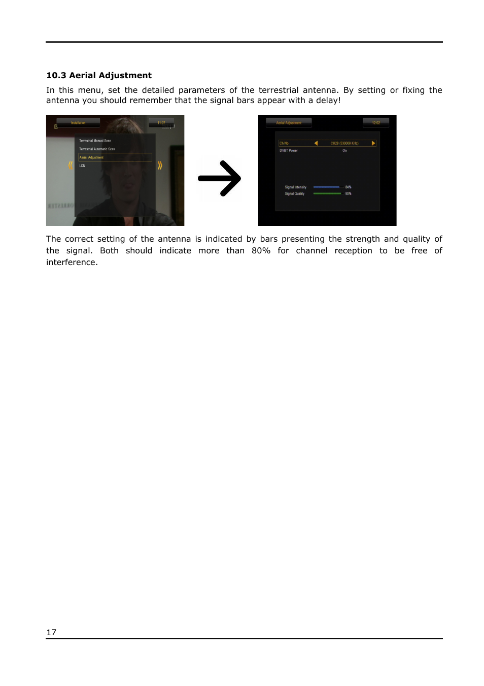 3 aerial adjustment | Ferguson Ariva T650i User Manual | Page 17 / 39