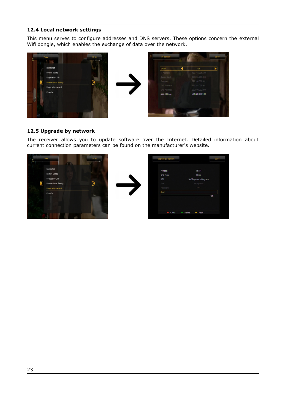 4 local network settings, 5 upgrade by network | Ferguson Ariva T650i User Manual | Page 23 / 39