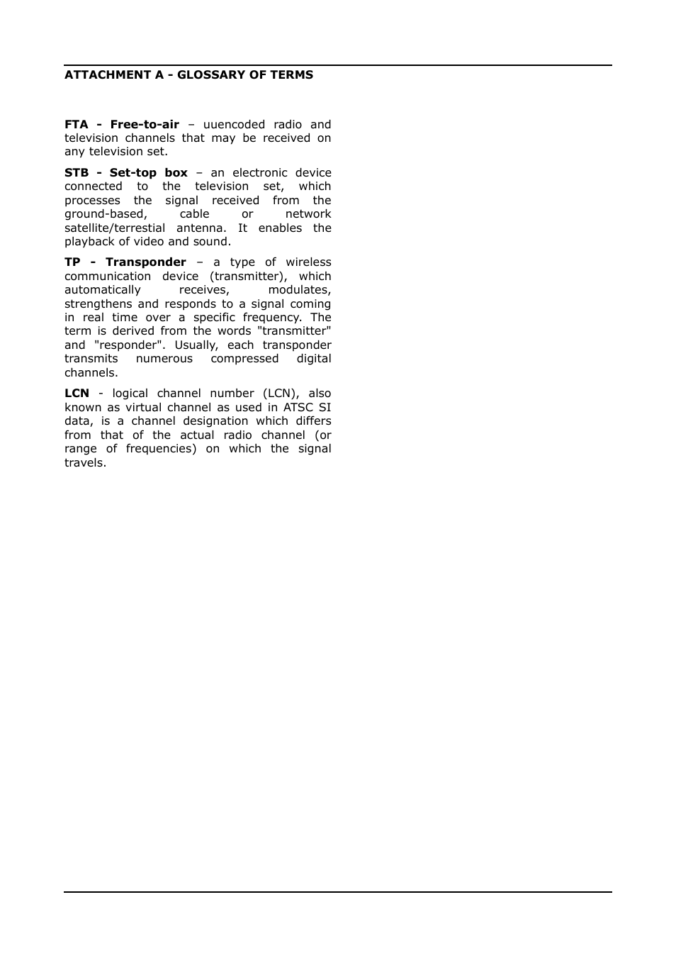 Attachment a - glossary of terms | Ferguson Ariva T650i User Manual | Page 37 / 39